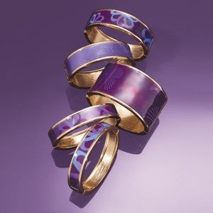 Purple Peace Bangle Bracelets Set - 5pc